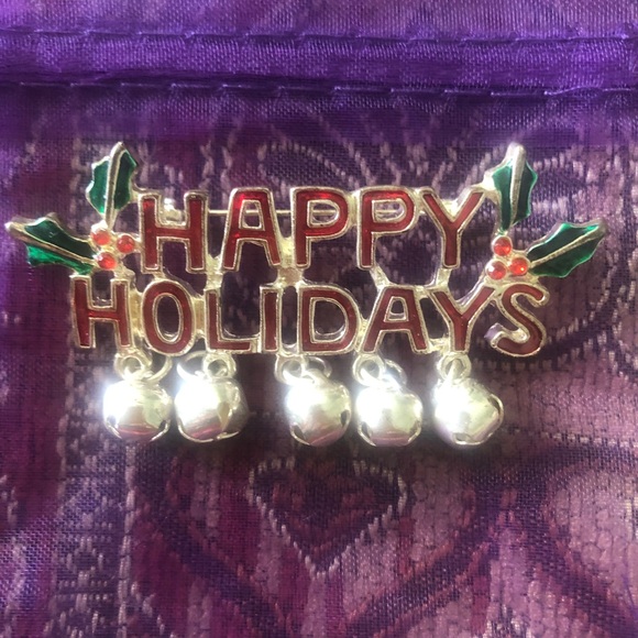 Vintage Enamel Jingle Bells Christmas Pin Brooch - Picture 2 of 3